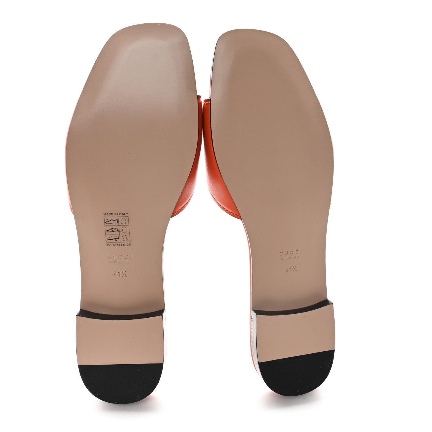 Gucci Cosmos Softy Calfskin Interlocking G Cut Out Slide Sandals 41.5 Deep Orange 6 of 9