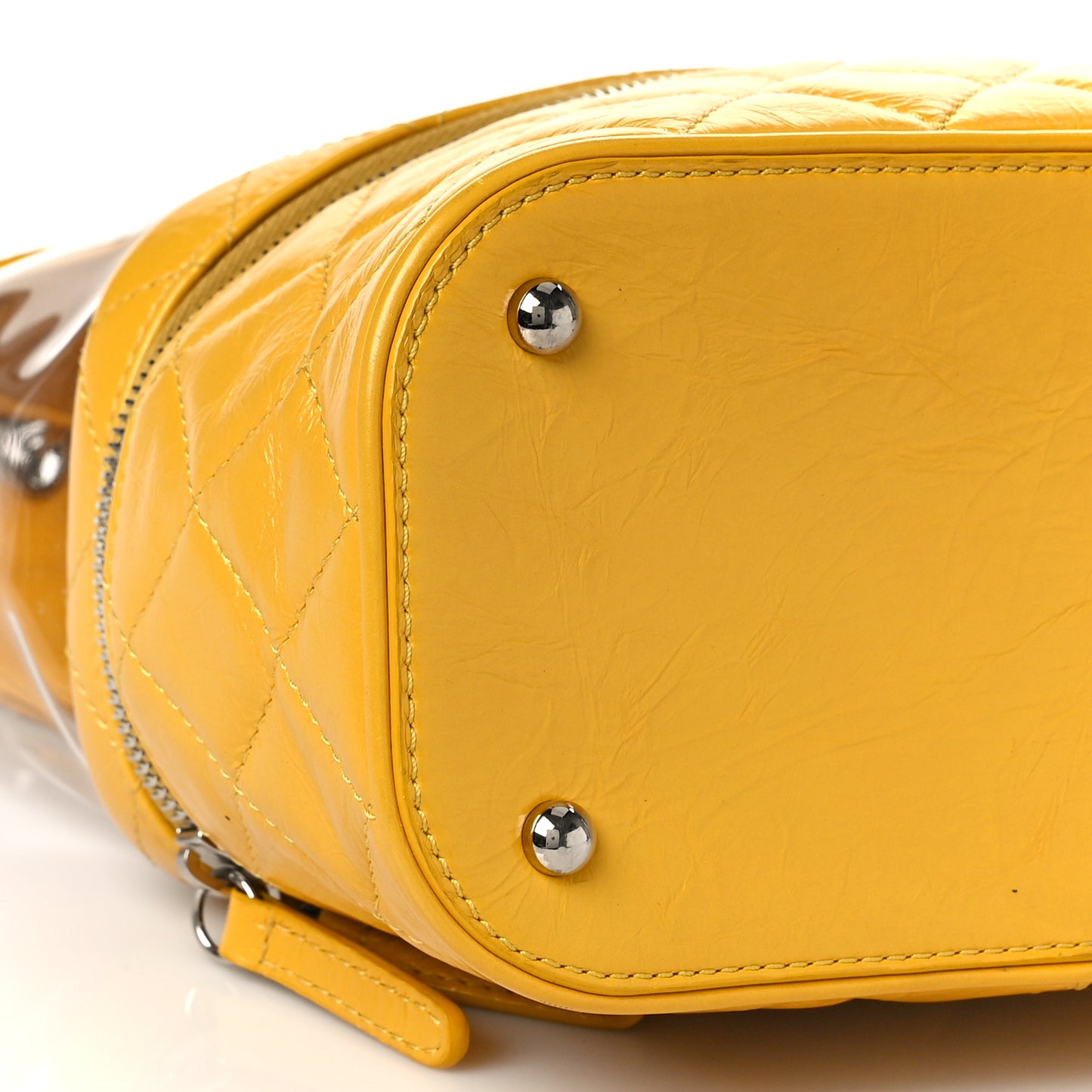 Crumpled Calfskin PVC Quilted Backpack Yellow