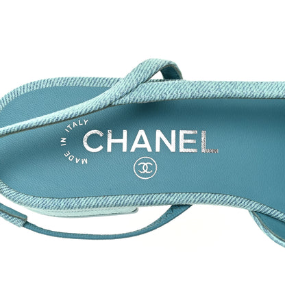Chanel Denim Cap Toe CC Slingback Flats 39 Blue 10 of 11