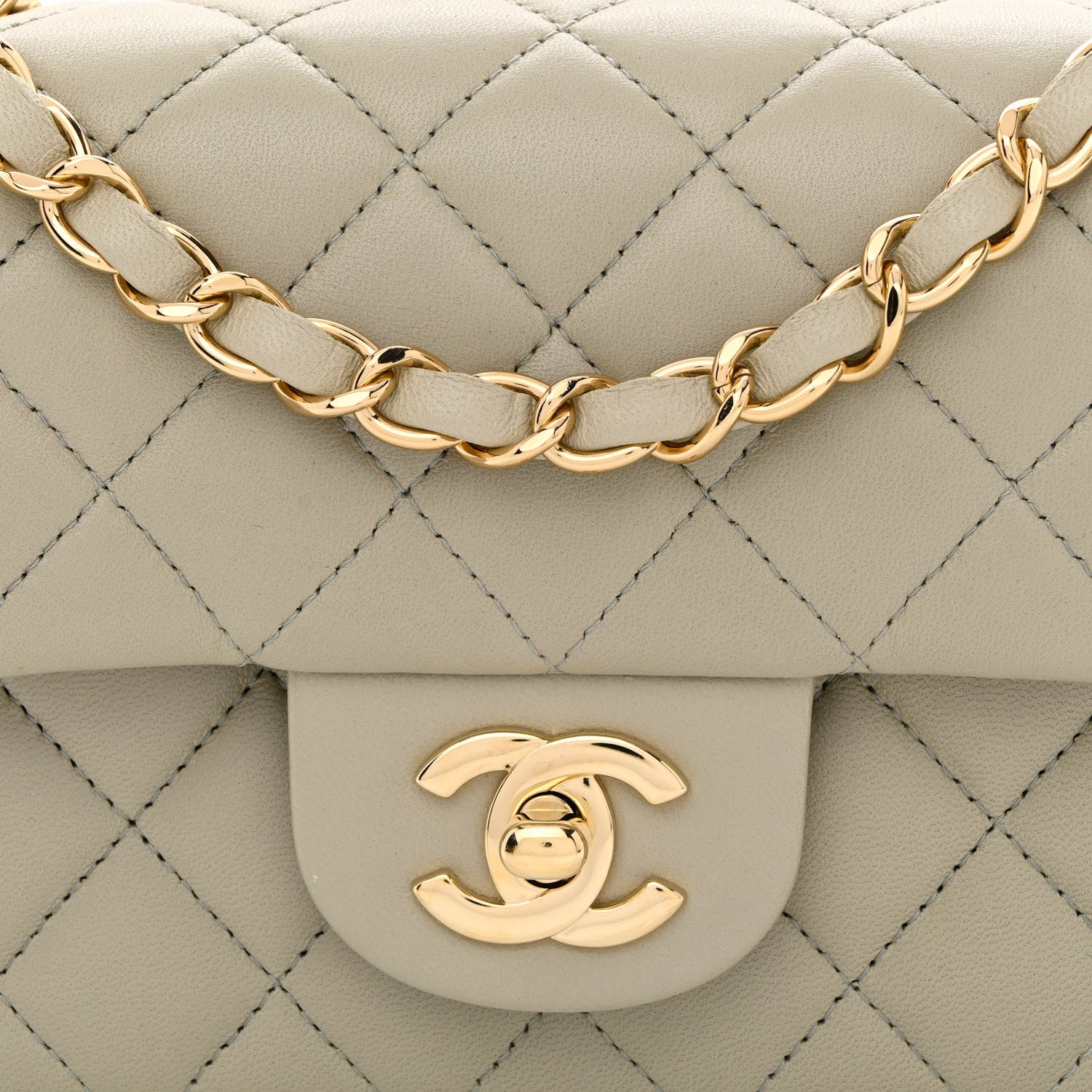 Chanel Lambskin Quilted Mini Rectangular Flap Grey 7 of 10
