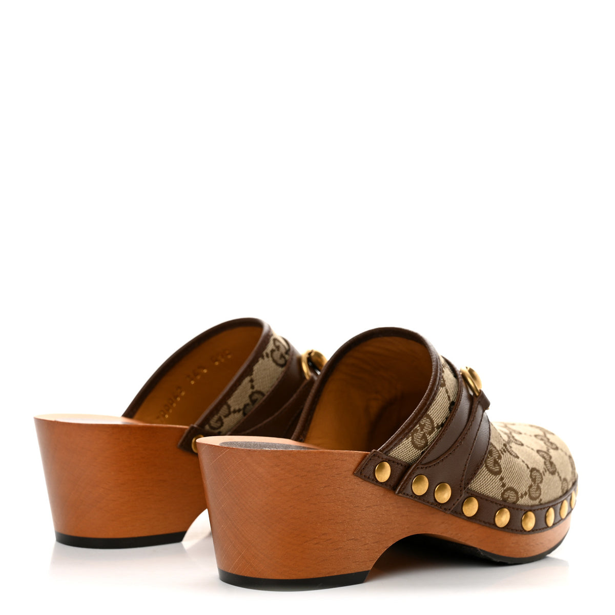 Gucci Monogram Goatskin Horsebit Clog Mules 36.5 Beige Ebony Brown Sugar 5 of 10