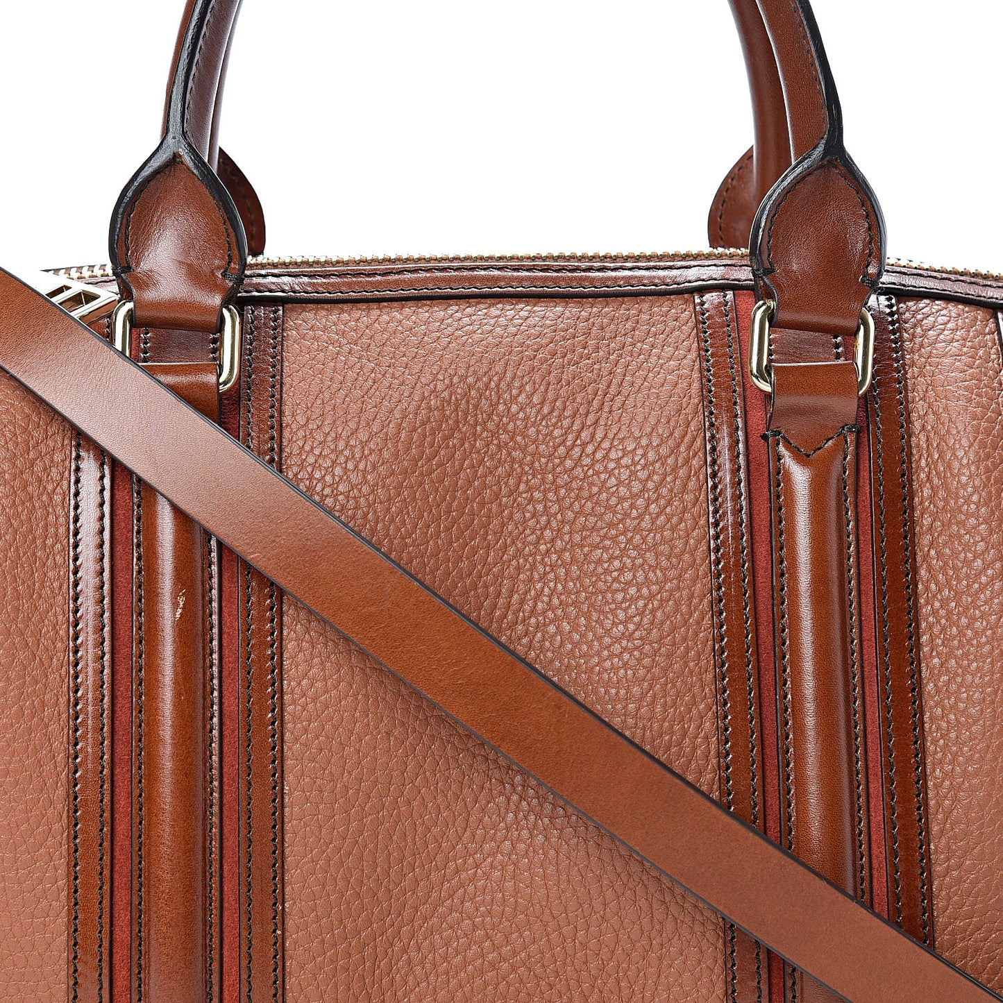 Grainy Calfskin Medium Alchester Bowling Bag Brown