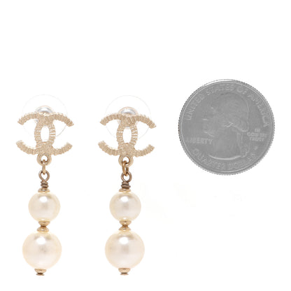 Chanel Pearl CC Drop Earrings Gold 2 of 5