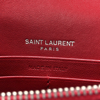 Saint Laurent Calfskin Crocodile Embossed Kate Monogram Tassel Chain Wallet Rouge Eros 6 of 10