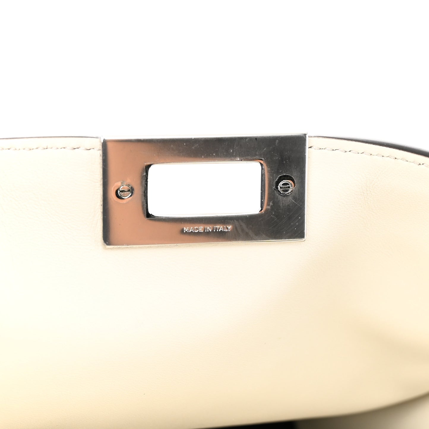 X SARAH COLEMAN Nappa FF Fish Eye Embossed Mini Peekaboo I SEE U Satchel White Ice