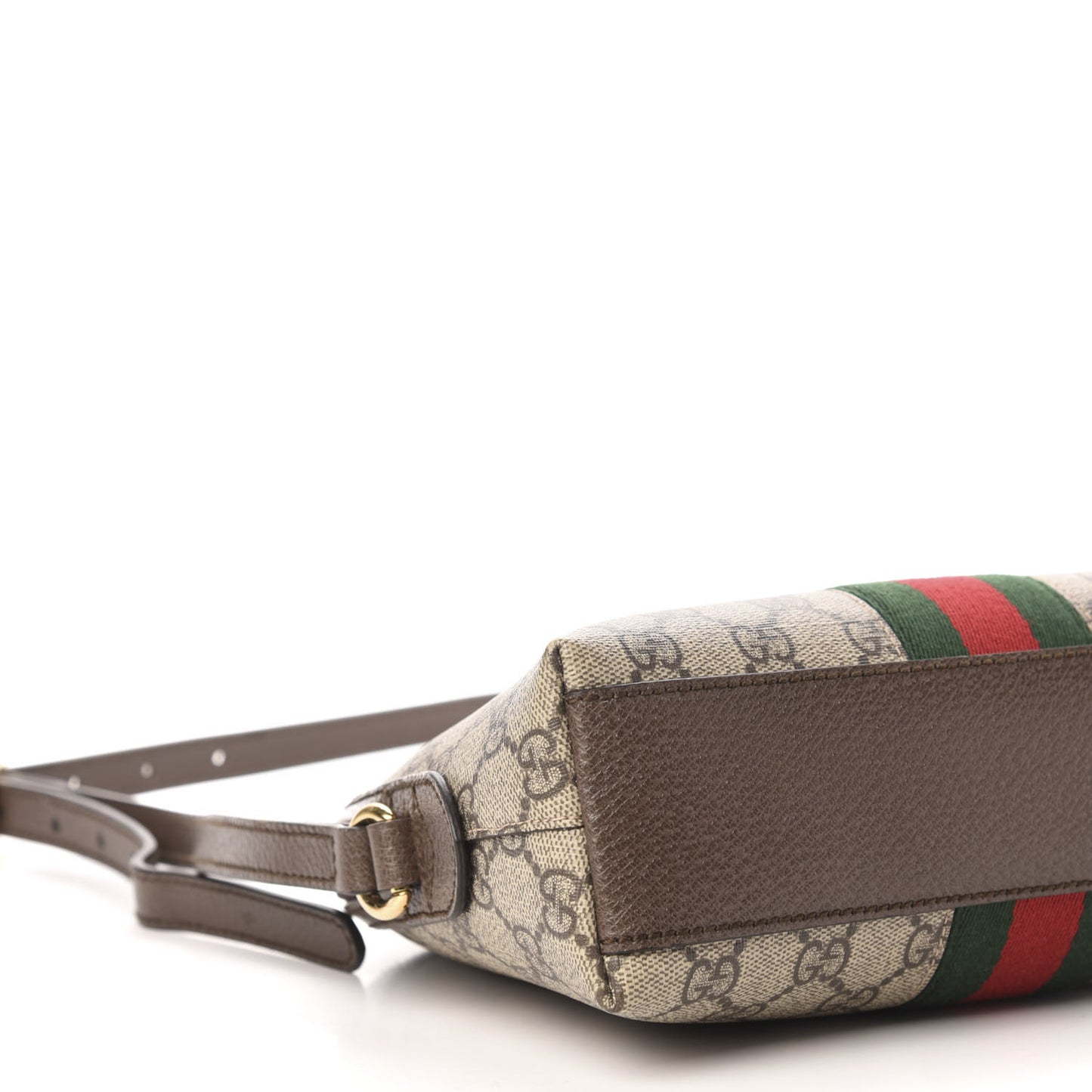 GG Supreme Monogram Textured Dollar Calfskin Web Small Ophidia Dome Shoulder Bag Beige Ebony New Acero