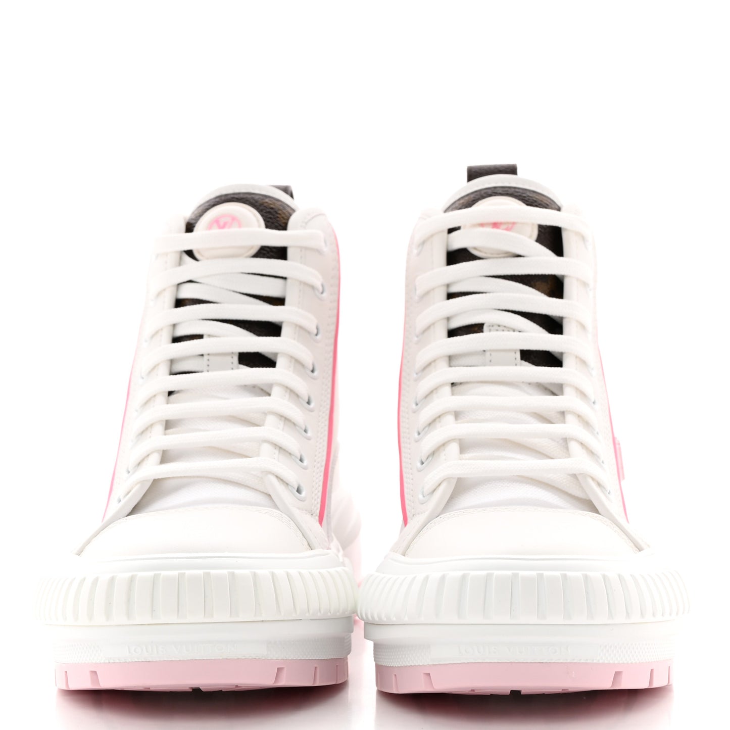 Canvas Monogram LV Squad Sneaker Boots 36.5 White Pink