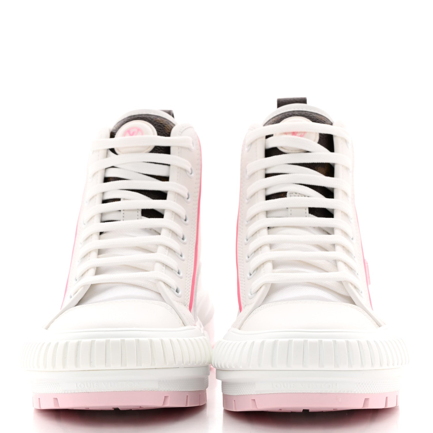 Louis Vuitton Canvas Monogram LV Squad Sneaker Boots 36.5 White Pink 2 of 11