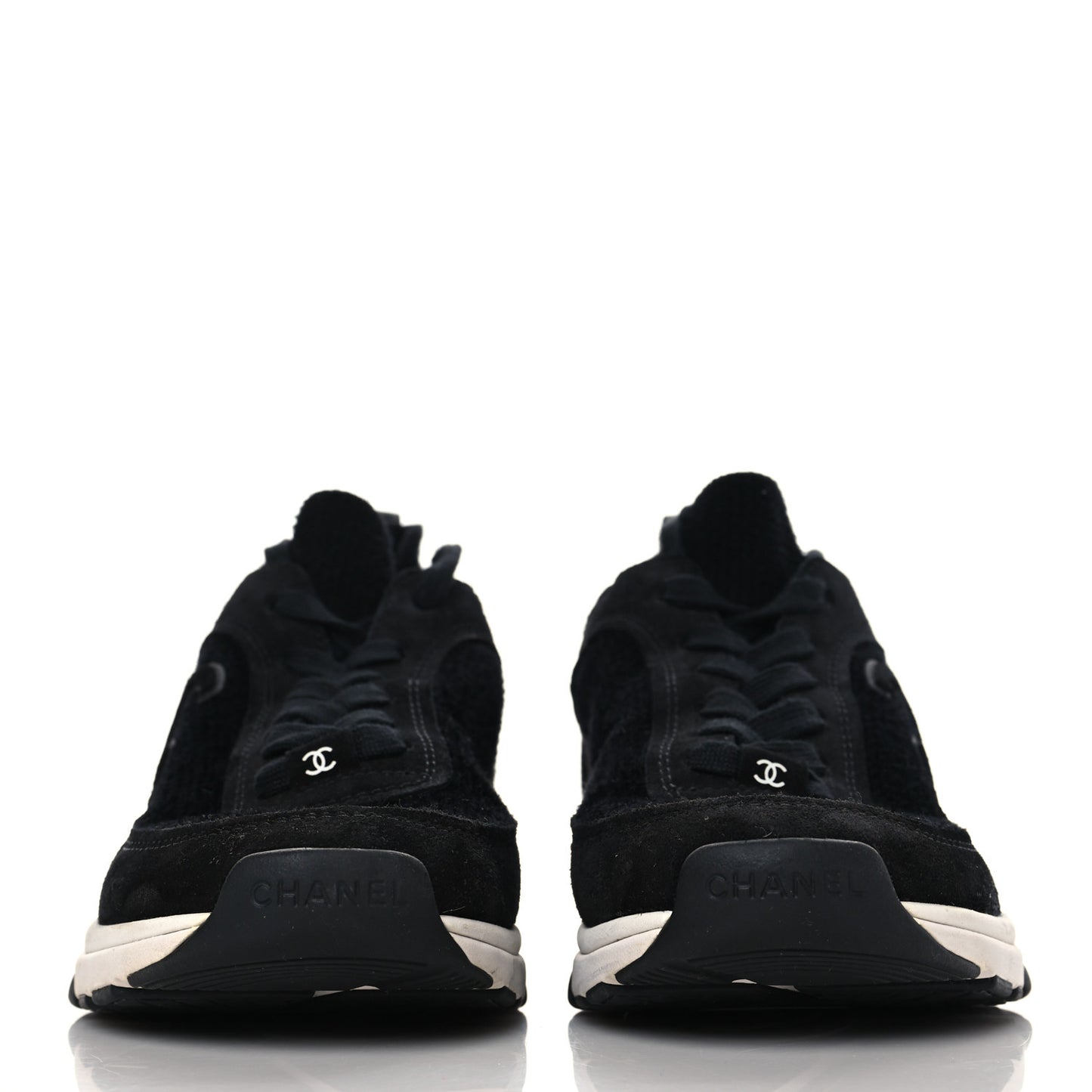 Fabric Suede Calfskin Stretch CC Sneakers 38.5 Black