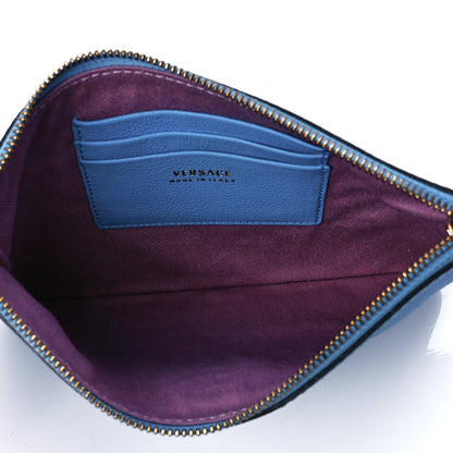 Versace Grained Calfskin La Medusa Pouch Blue 5 of 11