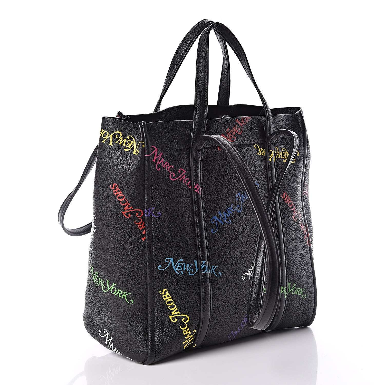Marc Jacobs X New York Magazine Grained Calfskin The Tag Tote Black 3 of 9