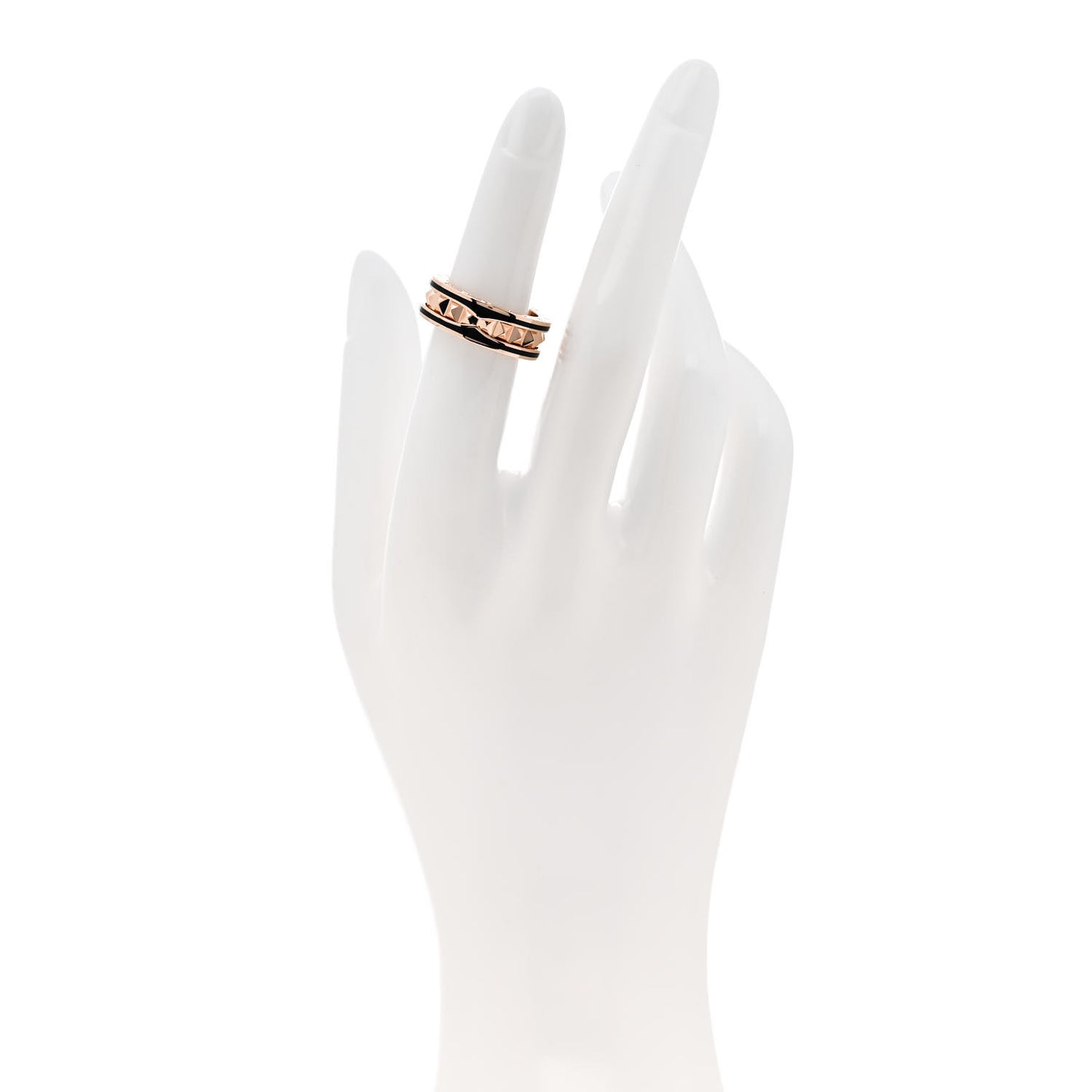 18K Rose Gold Black Ceramic B.Zero1 Rock One-Band Ring 50 5.25