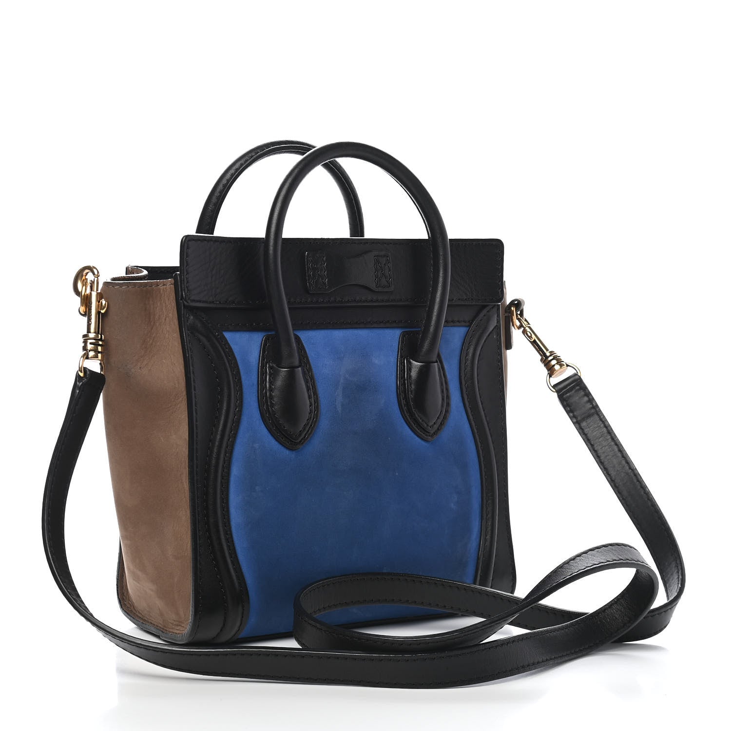 Celine Nubuck Smooth Calfskin Nano Tri-Color Luggage Royal Blue 3 of 9