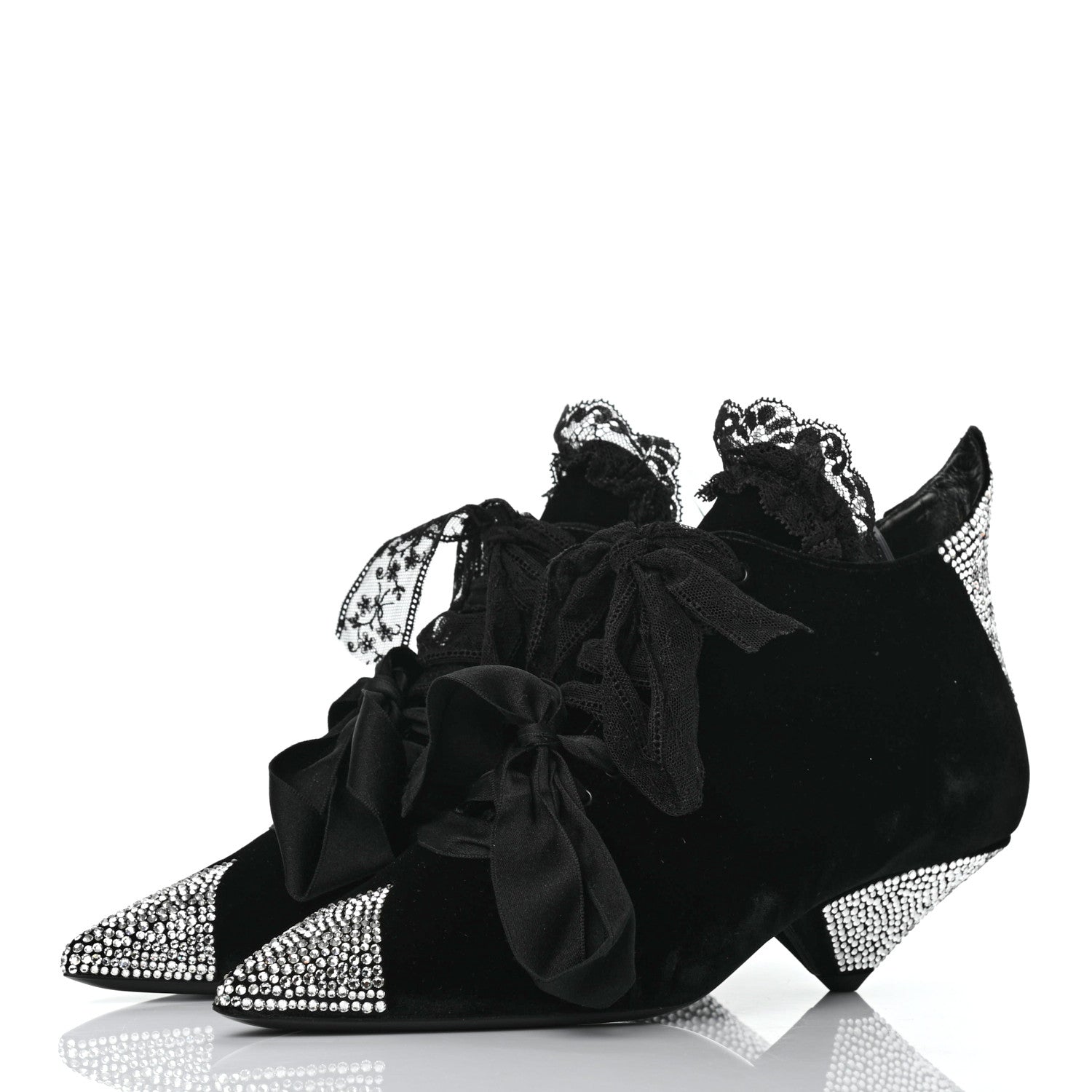 Saint Laurent Velluto Master Crystal Embellished Blaze 45 La Strass Ankle Boots 40 Black 3 of 8