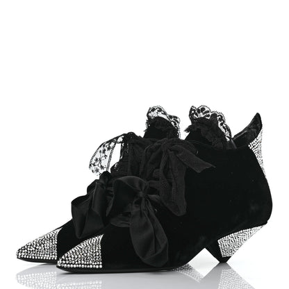 Saint Laurent Velluto Master Crystal Embellished Blaze 45 La Strass Ankle Boots 40 Black 3 of 8