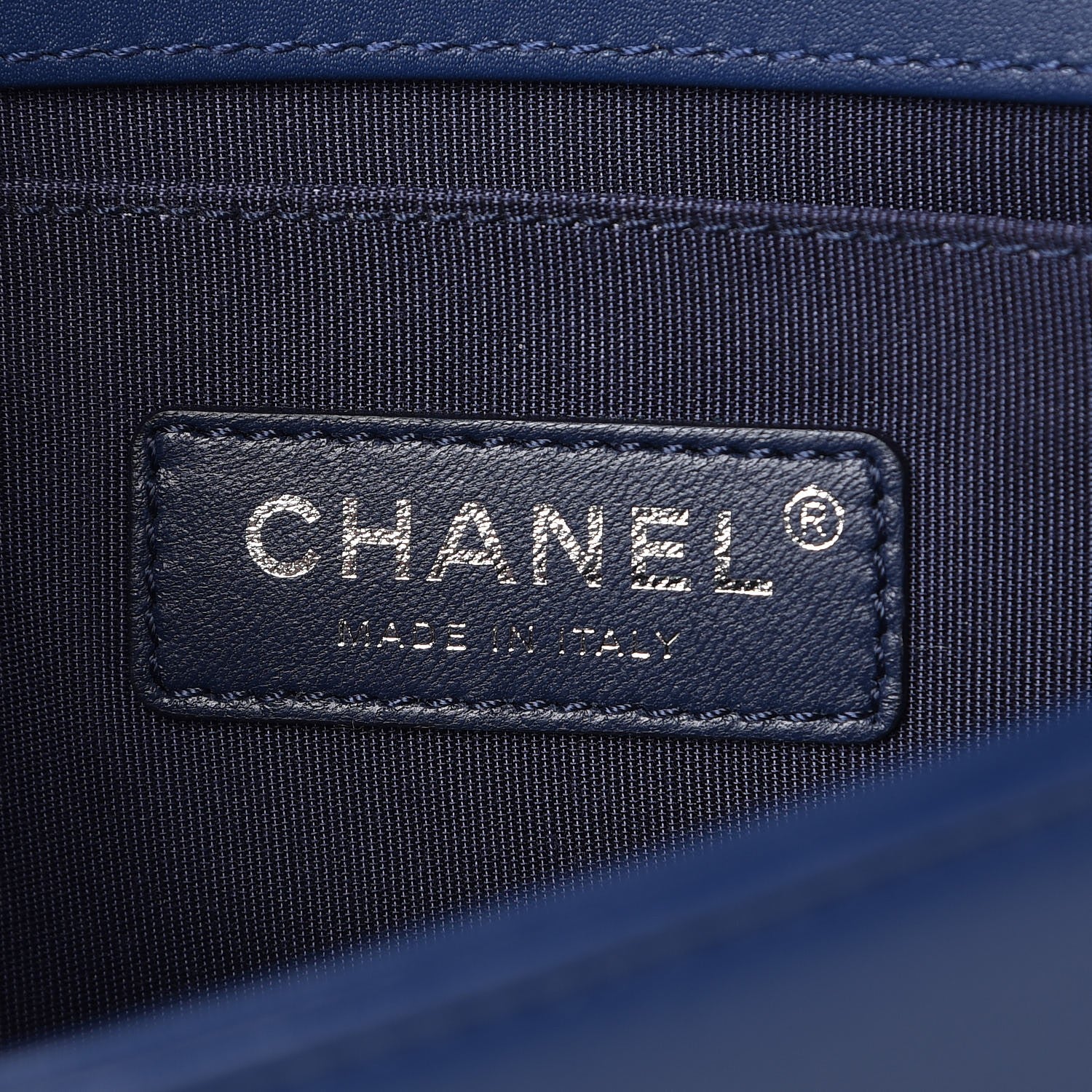 Chanel Calfskin Painted Chevron Embossed Small Boy Flap Dark Blue 6 of 8