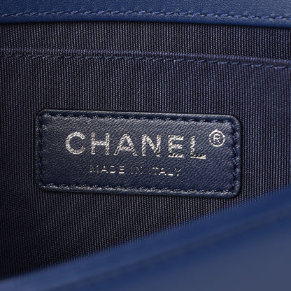 Chanel Calfskin Painted Chevron Embossed Small Boy Flap Dark Blue 6 of 8