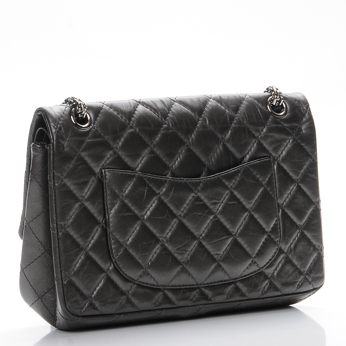 Metallic Aged Calfskin Quilted 2.55 Reissue 226 Flap Dark Silver