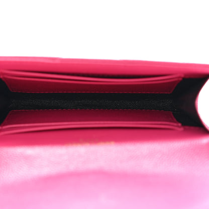 Saint Laurent Grain De Poudre Matelasse Chevron Small Monogram Envelope Wallet Bubblegum 5 of 12