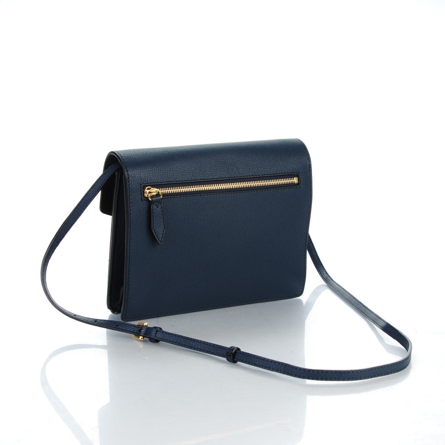 Derby Calfskin House Check Small Macken Crossbody Bag Ink Blue