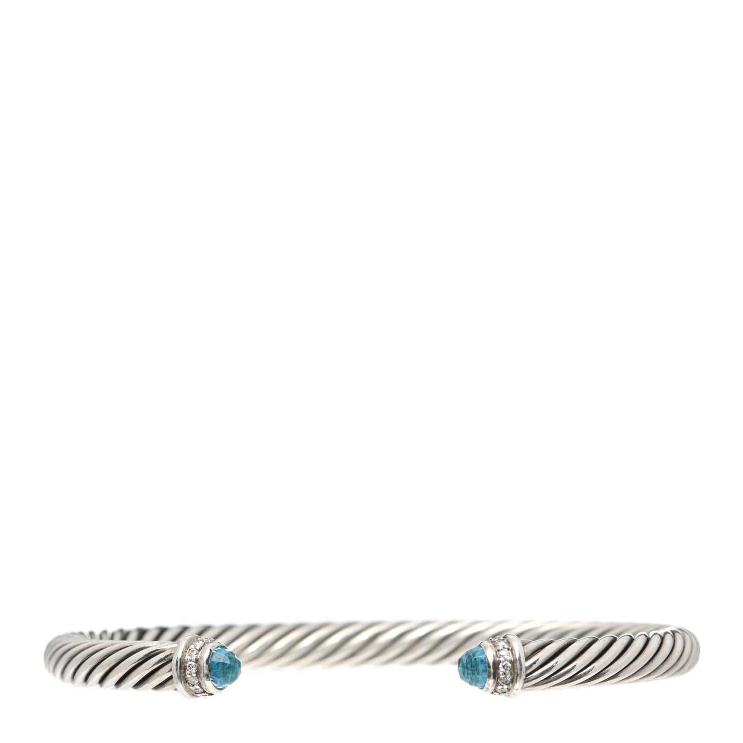 Sterling Silver Diamond Blue Topaz 5mm Cable Classics Bracelet