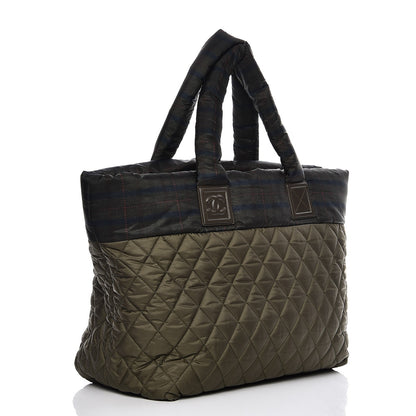Chanel Nylon Quilted Large Coco Cocoon Tote Khaki 3 of 8
