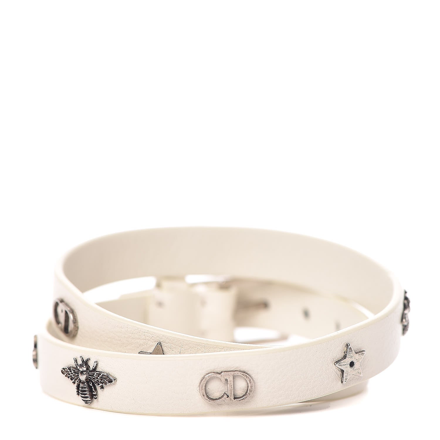 Christian Dior Calfskin Bee Double Bracelet White 1 of 9