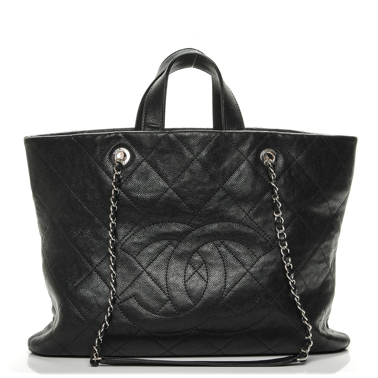 Caviar Quilted Large CC Tote Black