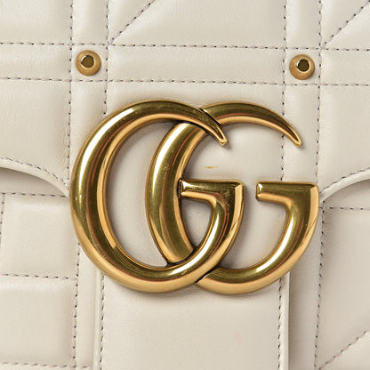 Gucci Calfskin Matelasse Studded Medium GG Marmont Shoulder Bag White 9 of 12