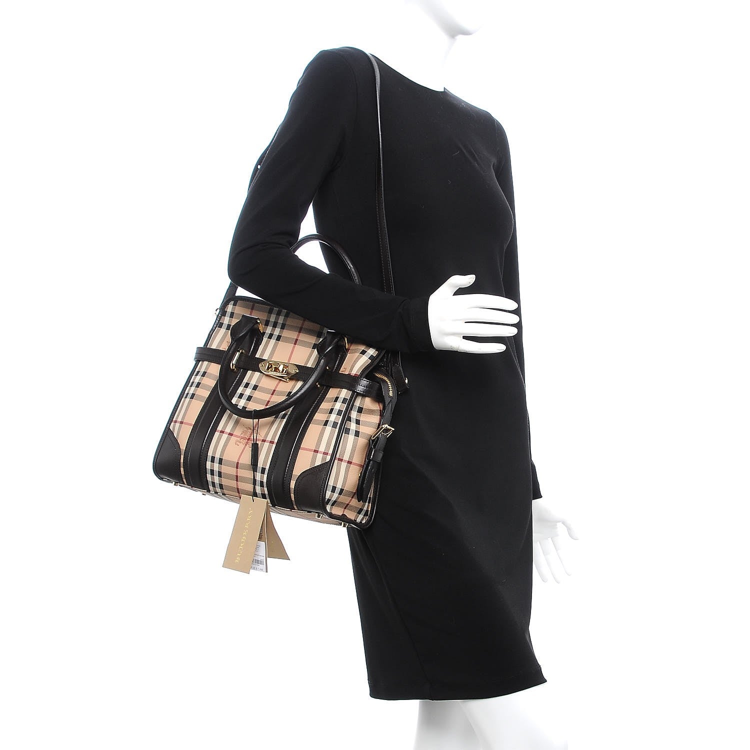 Burberry Haymarket Check Medium Minford Portrait Tote Chocolate 2 of 10