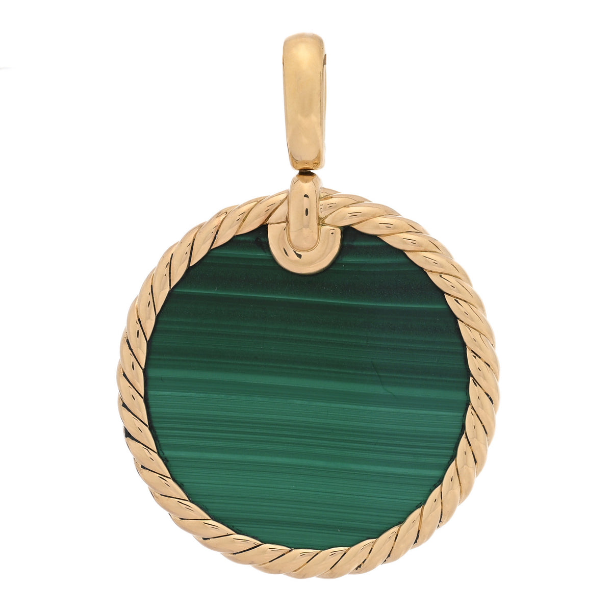 18K Yellow Gold Malachite DY Elements Disc Pendant