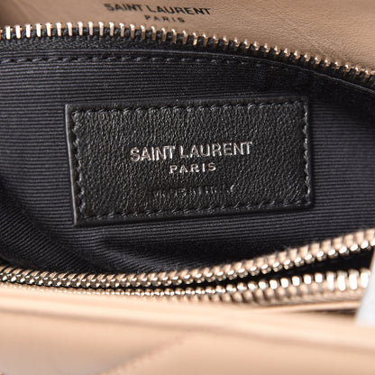 Saint Laurent Calfskin Y Quilted Monogram Medium Loulou Satchel Dark Beige 6 of 11