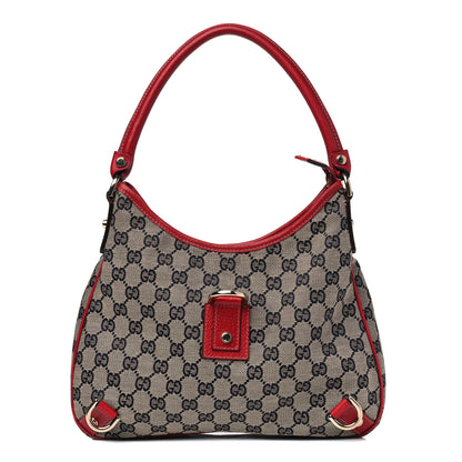 Gucci Monogram Medium Abbey D Ring Hobo Navy Red 1 of 9