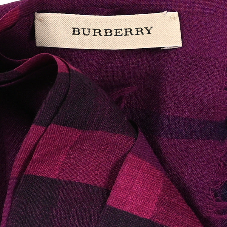 Burberry Wool Silk Gauze Giant Check Scarf Fritillary Pink 3 of 3