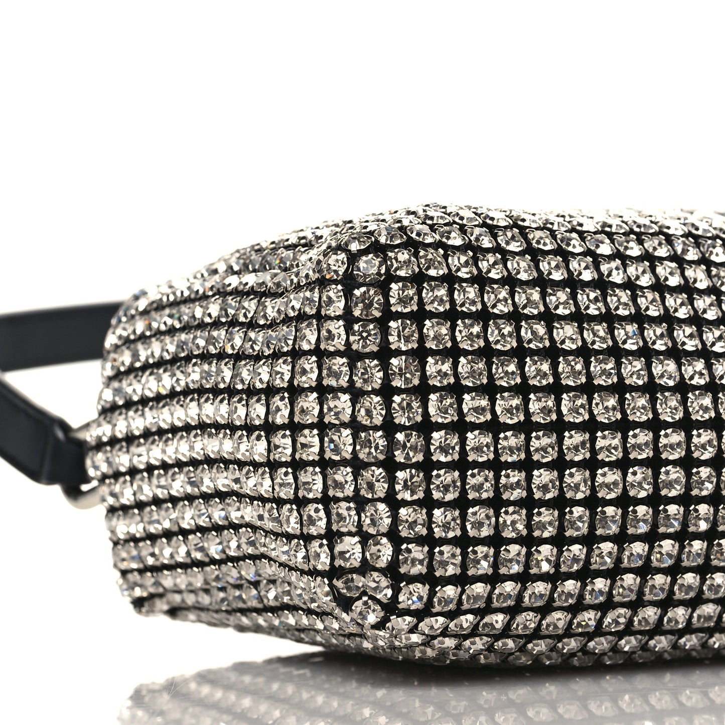 Mesh Crystal Rhinestone Mini Heiress Pouch Black Silver