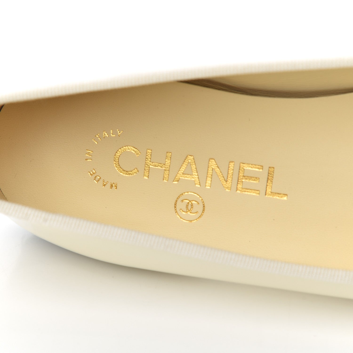 Chanel Patent CC Cap Toe Ballerina Flats 37.5 Beige Black 6 of 14
