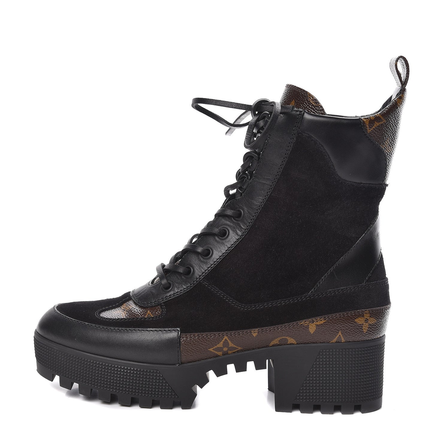 Suede Calfskin Monogram Laureate Platform Desert Boots 40 Black