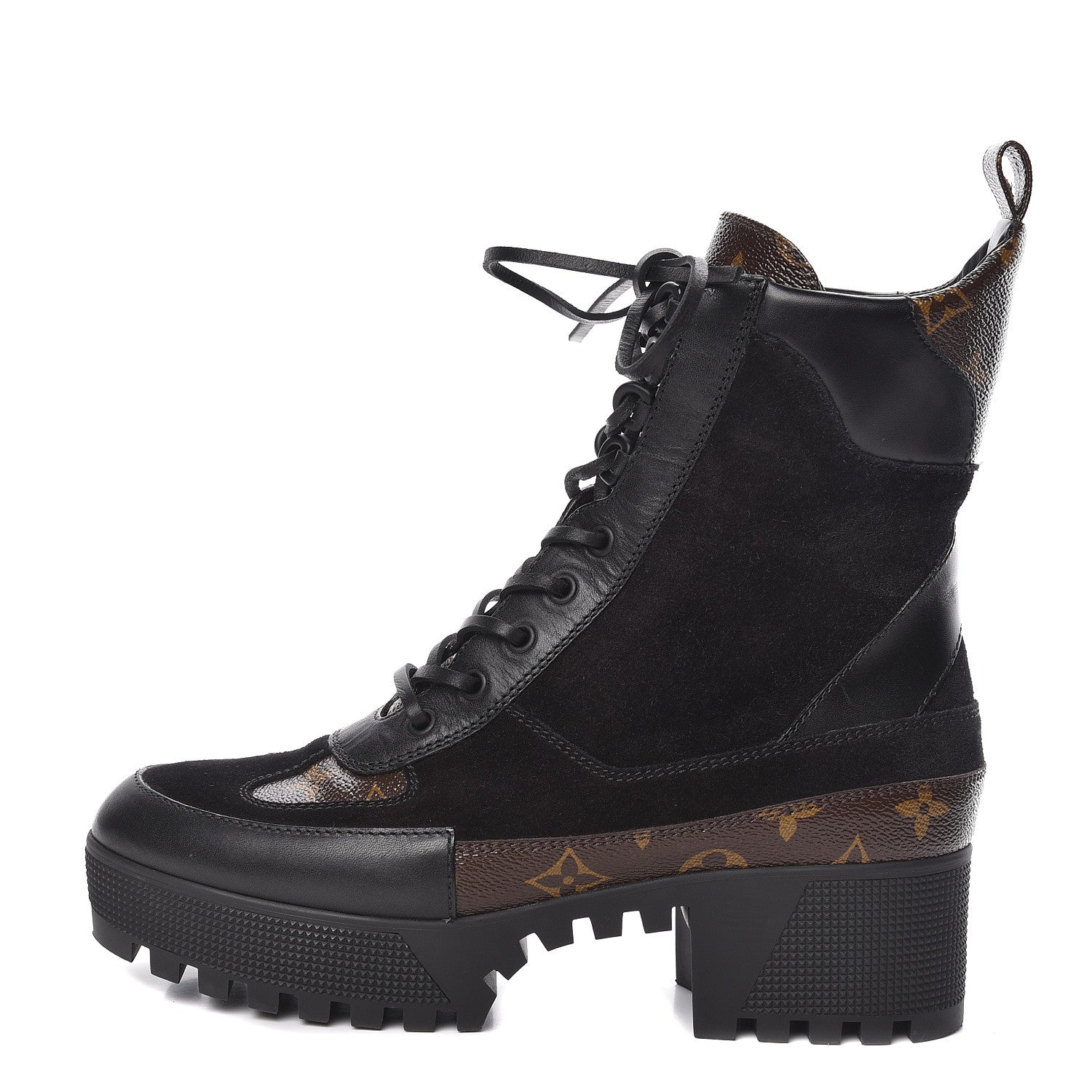 Louis Vuitton Suede Calfskin Monogram Laureate Platform Desert Boots 40 Black 1 of 9