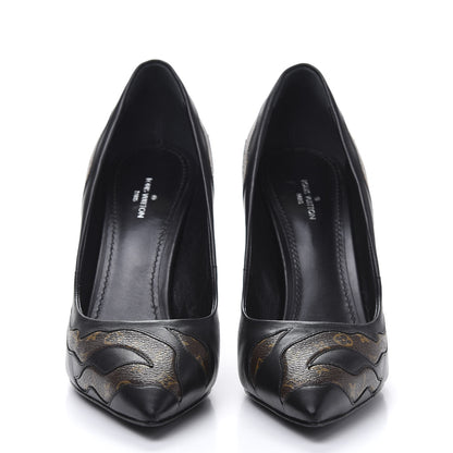 Louis Vuitton Calfskin Monogram Hypnotic Pumps 38.5 Black 2 of 8