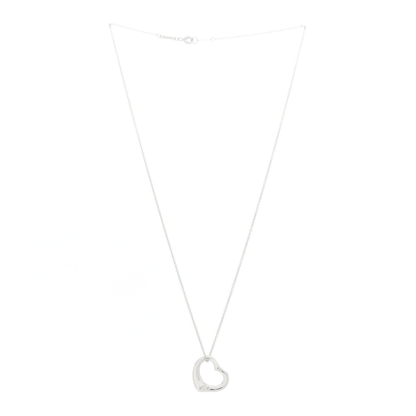 Platinum 16mm Elsa Peretti Open Heart Pendant Necklace