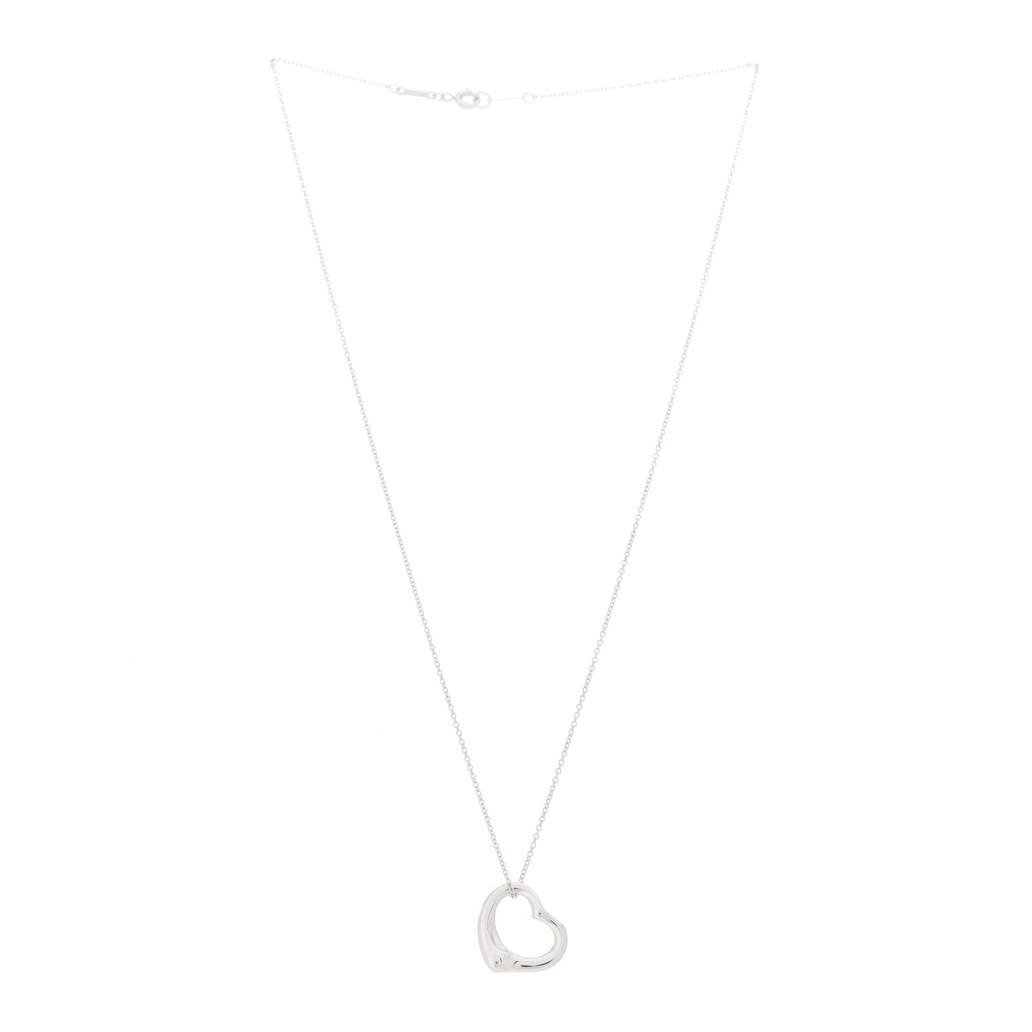 Tiffany Platinum 16mm Elsa Peretti Open Heart Pendant Necklace 3 of 5