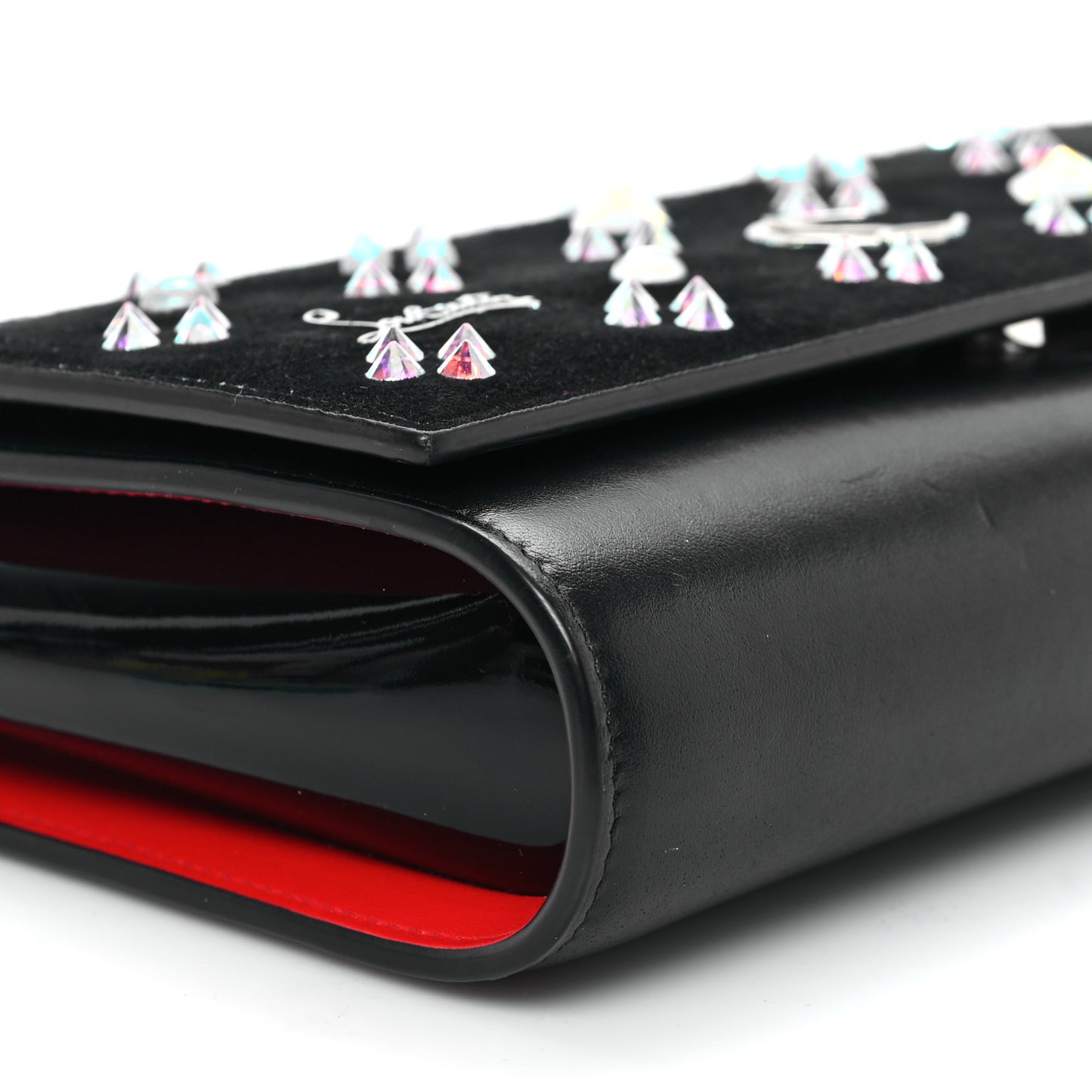 Calfskin Spikes Loubinthesky Paloma Clutch Black Multicolor