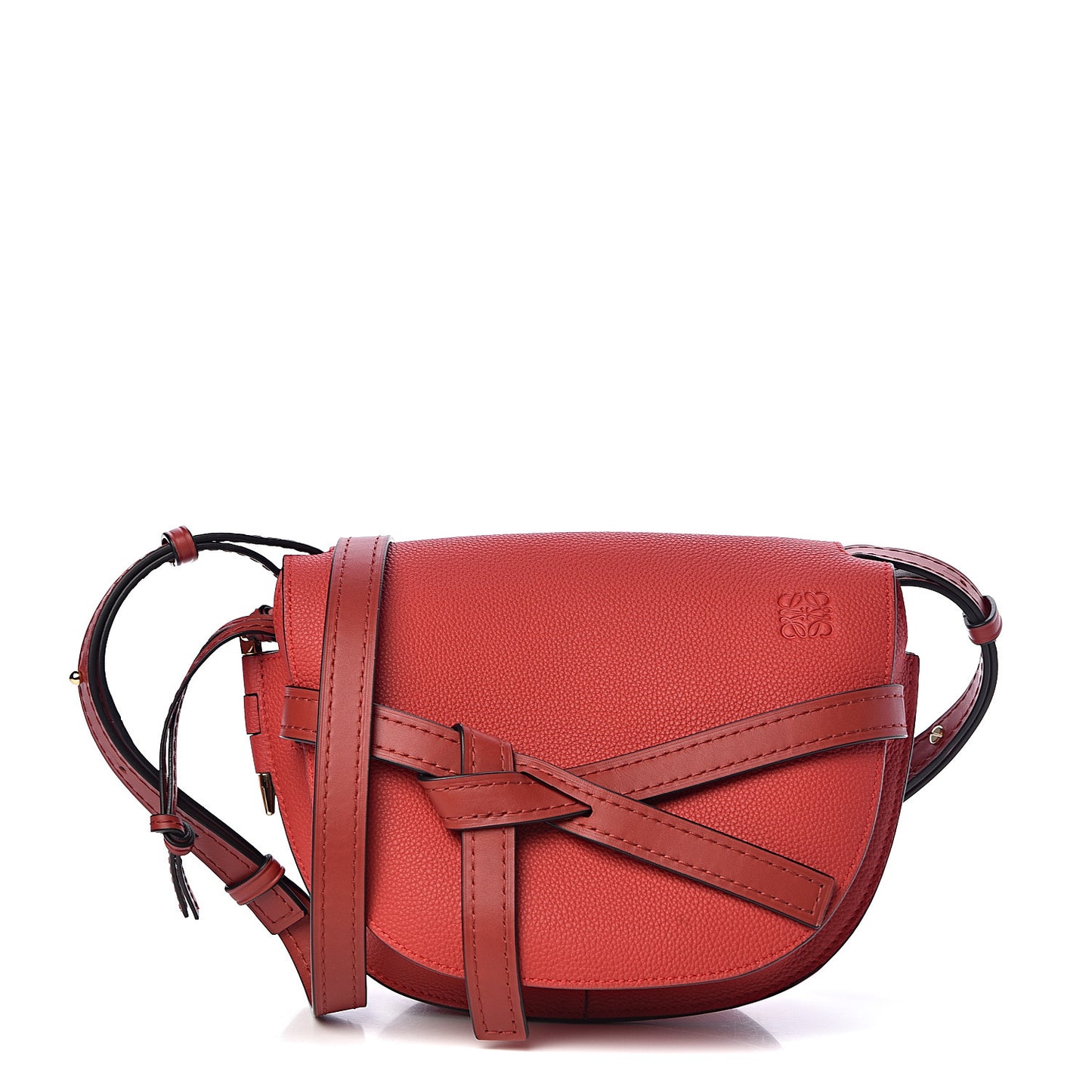 Soft Grain Calfskin Small Gate Crossbody Bag Scarlet Red Burnt Red