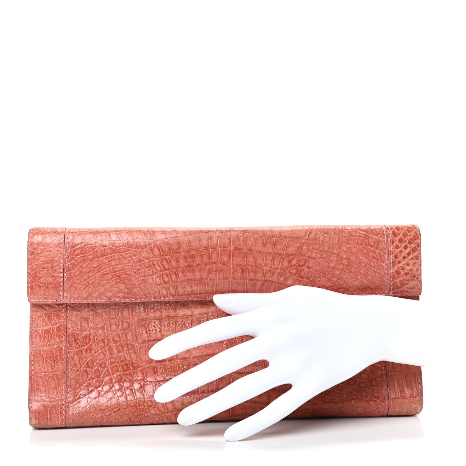 Nancy Gonzalez Crocodile Clutch Light Coral 2 of 14