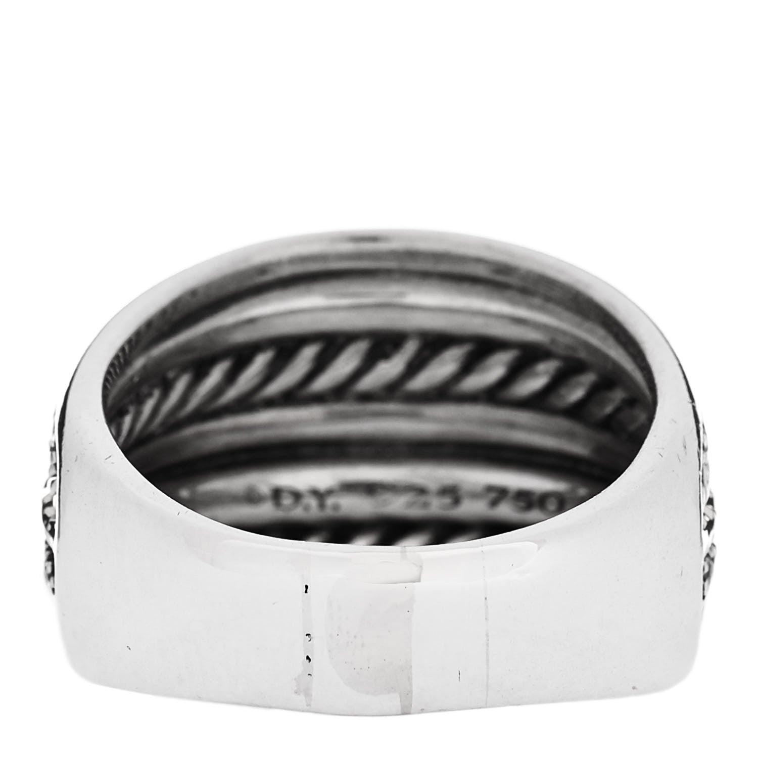 David Yurman Sterling Silver 18K Yellow Gold Diamond Midnight Melange Cable Ring 60/9 3 of 5