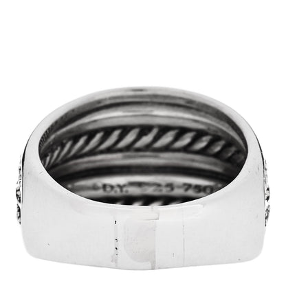 David Yurman Sterling Silver 18K Yellow Gold Diamond Midnight Melange Cable Ring 60/9 3 of 5