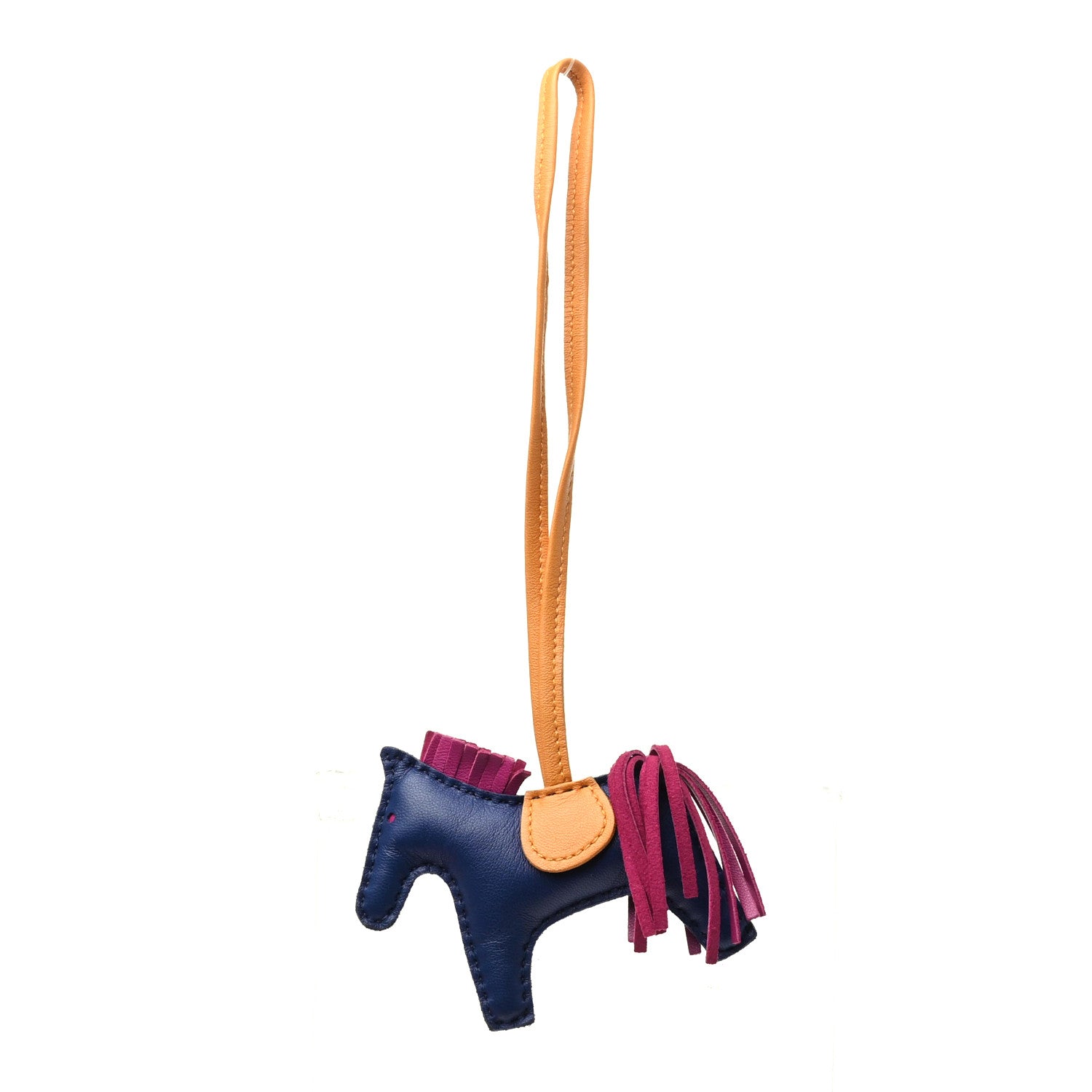 Hermes Milo Lambskin Grigri Rodeo Horse Bag Charm PM Bleu Saphir Rose Pourpre Bouton D'Or 1 of 5