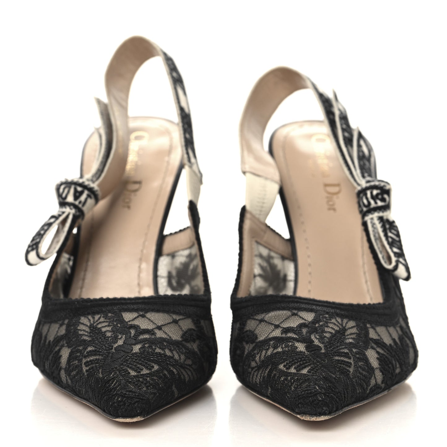 Mesh Butterly Embroidered J'Adior Slingback 100mm Pumps 39 Black
