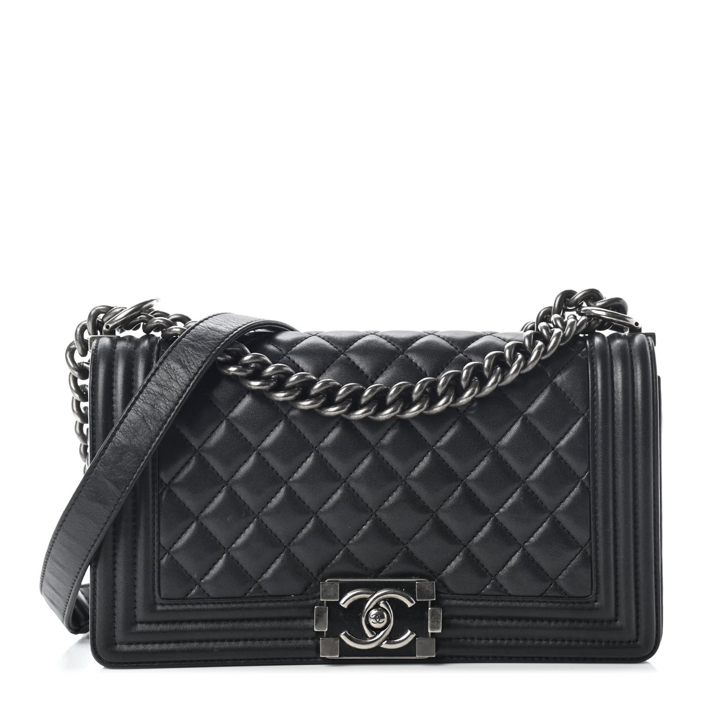 Calfskin Quilted Medium Boy Flap Black