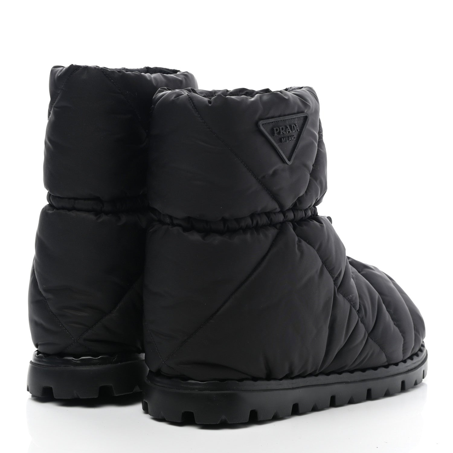 Prada Re-Nylon Piuma Triangle Logo Padded Drawcord 20mm Snow Boots 38 Black 4 of 7